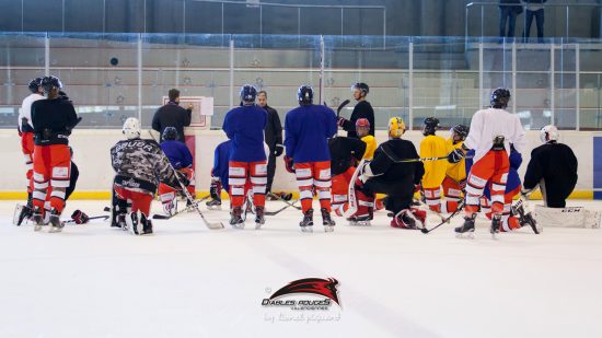 Equipe des Diables Rouges lors d’un entrainement de hockey sur glace à Valenciennes